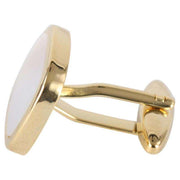 David Van Hagen Gold Plated Mother of Pearl Square Cufflinks - White/Gold