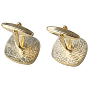 David Van Hagen Gold Plated Mother of Pearl Square Cufflinks - White/Gold