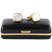David Van Hagen Gold Plated Mother of Pearl Square Cufflinks - White/Gold