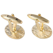 David Van Hagen Gold Plated Onyx Oval Cufflinks - Black/Gold