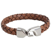 David Van Hagen Hook Clasp Woven Bracelet - Brown/Silver