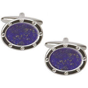 David Van Hagen Lapis Lazuli Oval Cufflinks - Blue/Silver