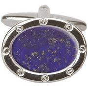 David Van Hagen Lapis Lazuli Oval Cufflinks - Blue/Silver