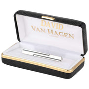 David Van Hagen Line Detail Rhodium Tie Slide - Silver/Black