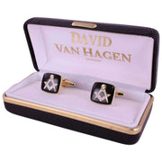 David Van Hagen Masonic Enamel Square Cufflinks - Black
