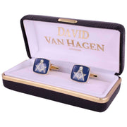 David Van Hagen Masonic Enamel Square Cufflinks - Blue