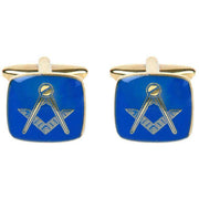 David Van Hagen Masonic Enamel Square Cufflinks - Blue