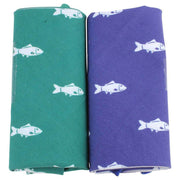 David Van Hagen Novelty Fish Handkerchief Set - Green/Blue