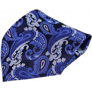 David Van Hagen Paisley Silk Handkerchief - Navy/Blue/Grey