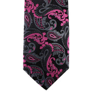David Van Hagen Paisley Tie - Black/Pink