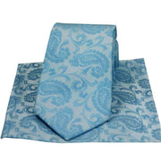 David Van Hagen Paisley Woven Silk Tie and Pocket Square Set - Blue