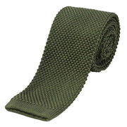 David Van Hagen Plain Thin Knitted Tie - Country Green