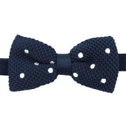 David Van Hagen Polka Dot Knitted Polyester Bow Tie - Navy/White