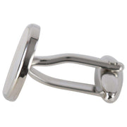 David Van Hagen Rhodium Plated Mother of Pearl Round Porthole Cufflinks  - White/Silver