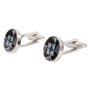 David Van Hagen Round Floral Cufflinks - Black/Blue
