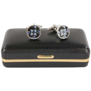 David Van Hagen Round Floral Cufflinks - Black/Blue
