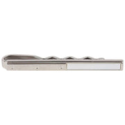 David Van Hagen Screw Mother of Pearl Rhodium Tie Slide - Silver/White