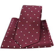 David Van Hagen Small Dot Tie and Pocket Square Set - Wine/White