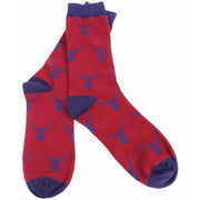 David Van Hagen Stag Socks - Red/Blue