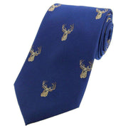 David Van Hagen Stags Heads Woven Country Silk Tie - Navy