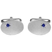 David Van Hagen Sterling Silver Set Sapphire Cufflinks