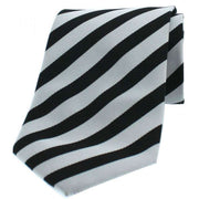 David Van Hagen Striped Woven Polyester Tie - Grey/Black
