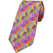 David Van Hagen Zig Zag Silk Tie - Multi-colour