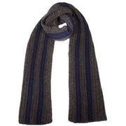 Dents Contrasting Stripe Knitted Scarf - Charcoal Grey/Navy