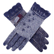 Dents Cotton Crochet Gloves - Navy