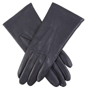 Dents Elizabeth Silk Lined Smooth Grain Leather Gloves - Navy