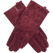 Dents Emily Plain Suede Gloves - Claret Red