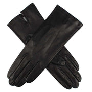 Dents Felicity Silk Lined Plain Hairsheep Leather Gloves - Black
