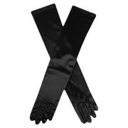 Dents Long Satin Elbow Length Evening Gloves - Black