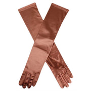 Dents Long Satin Elbow Length Evening Gloves - Bronze