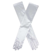 Dents Long Satin Elbow Length Evening Gloves - Silver Grey
