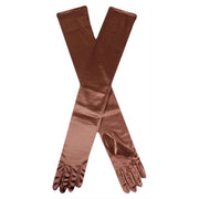 Dents Long Satin Shoulder Length Evening Gloves - Bronze