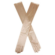 Dents Long Satin Shoulder Length Evening Gloves - Gold