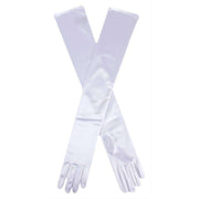 Dents Long Satin Shoulder Length Evening Gloves - White