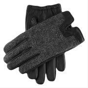 Dents Merevale Abraham Moon Tweed and Leather Gloves - Black/Charcoal Grey