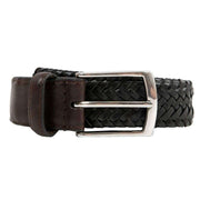 Dents Plaited Leather Belt - Black/Brown