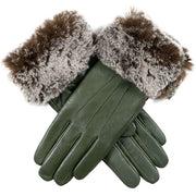 Dents Sarah Hairsheep Leather Faux Cuff Gloves - Sage Green