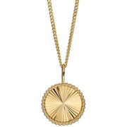Elements Gold Granulation and Brushed Disc Pendant - Yellow Gold