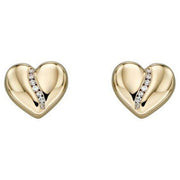 Elements Gold Heart Diamond Channel Earrings - Gold/Silver