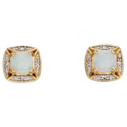 Elements Gold Opal and Diamond Earrings - Gold/Clear