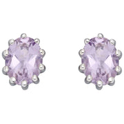 Elements Silver Amethyst Earrings - Pink/Silver