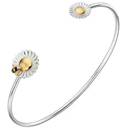 Elements Silver Bee and Flower Bangle - Silver/Gold