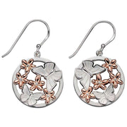 Elements Silver Butterfly and Flower Earrings - Silver/Rose Gold