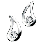 Elements Silver Cosmic Cubic Zirconia Teardrop Earrings - Silver