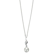 Elements Silver Freshwater Pearl Twisted Pendant - Silver/White