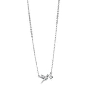 Elements Silver Hummingbird and Heart Necklace - Silver